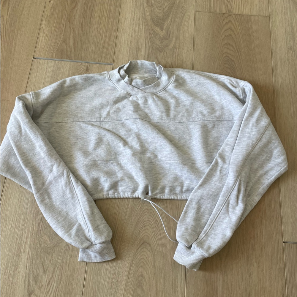 Joah Brown draw cord cropped crew - pearl grey - Picture 3 of 6